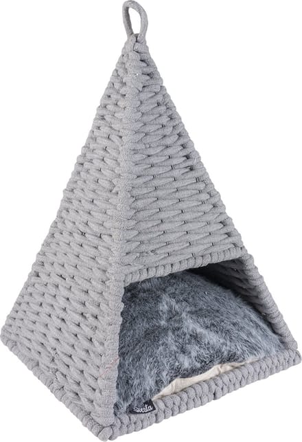 Duvoplus - Dierenkussen - Kat - Oyster Tipi In Katoentouw 37x37x55cm Grijs - 1st