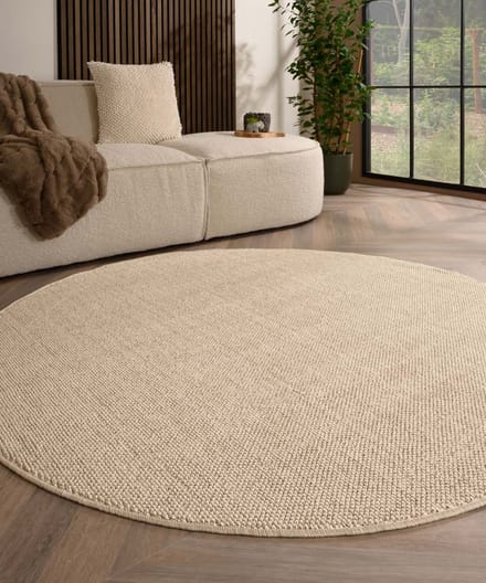 Rond vloerkleed laagpolig - Loom crème 120