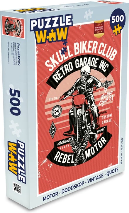 Puzzel Motor - Doodskop - Vintage - Quote - Legpuzzel - Puzzel 500 stukjes