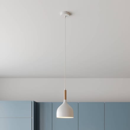 Luminex Hanglamp Noak, wit/hout naturel, Ø 17 cm