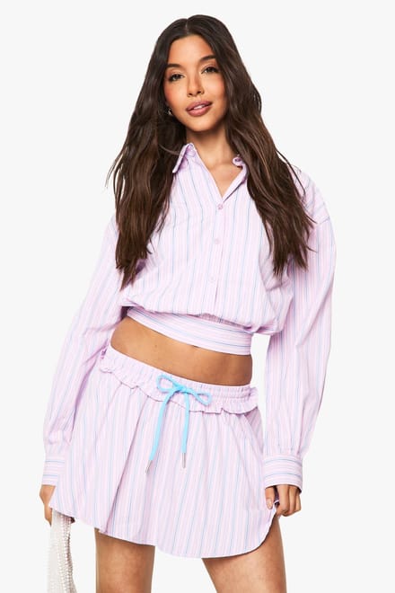 boohoo Dames Ruffle naad skater mini-rok | Pink | Maat: 6