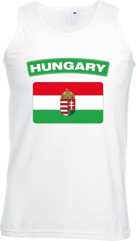 Hongarije singlet shirt/ tanktop met Hongaarse vlag wit heren M