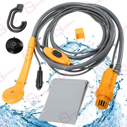 12V Draagbare Douche – Campingdouche met Dompelpomp – Autodouche met 470cm Kabel & 200cm Slang – camping douche – 47898