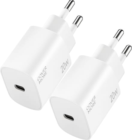 20w usb C adapter - Snellader - 2 stuks - 20 watt vermogen - Power delivery - Snelladen - Voor smartphone, tablet - Wit