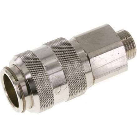 Vernikkeld Messing DN 15 Luchtkoppeling Snelkoppeling G 1/2 inch Buitendraad Double Shut-Off - CLS15-M-BN-SV-P-012