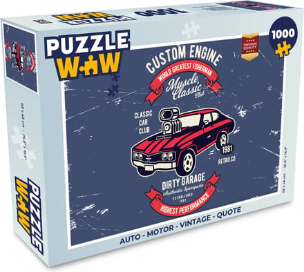 Puzzel Auto - Motor - Vintage - Quote - Legpuzzel - Puzzel 1000 stukjes volwassenen