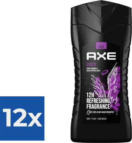 Axe Douchegel - Excite 250 ml - Voordeelverpakking 12 stuks