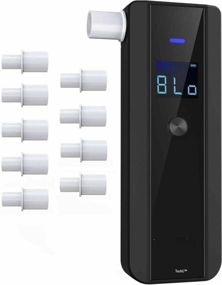 TechU™ Digitale Alcoholtest – Zwart – Blaastest voor Auto