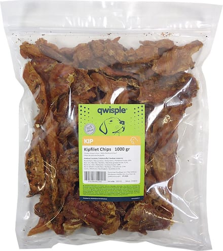 Qwisple Kipfilet Chips - Gedroogde Hondensnacks - 1000 gr