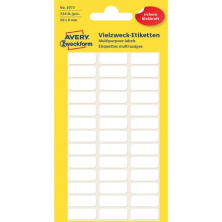 Etiket avery zweckform 3073 20x8mm wit 234 Etiketten
