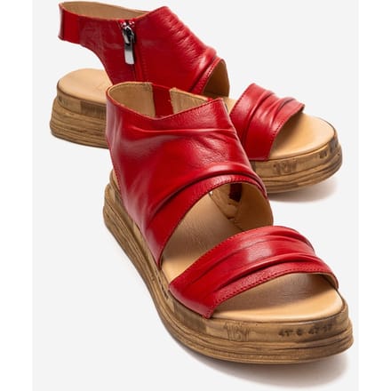 Lunas Leer Side-Zip Plat Hak Sandaal