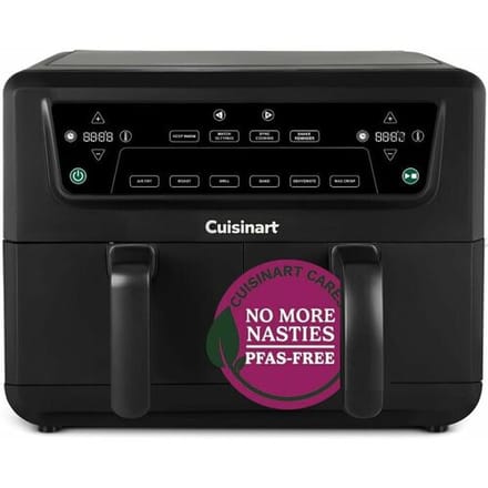 Cuisinart AFD10XBLE heteluchtfriteuse met dubbele bakmand, 10,4 L, zwart, met zichtvenster
