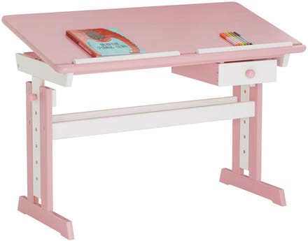 Kinderbureau FLEXI, in hoogte verstelbaar, in wit/roze
