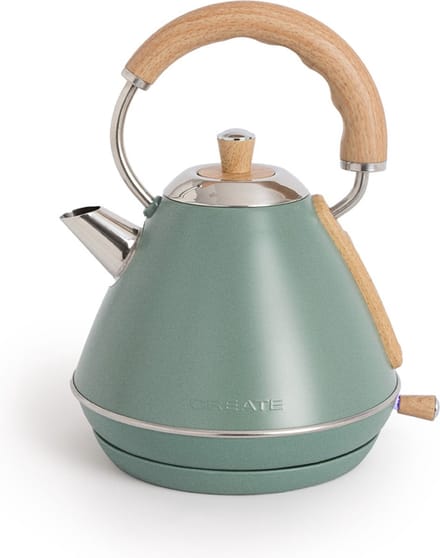 CREATE - Waterkoker 1 L - 1200 Watt - RVS - BPA vrij - Elektrisch - Antikalk - Sage - KETTLE RETRO M