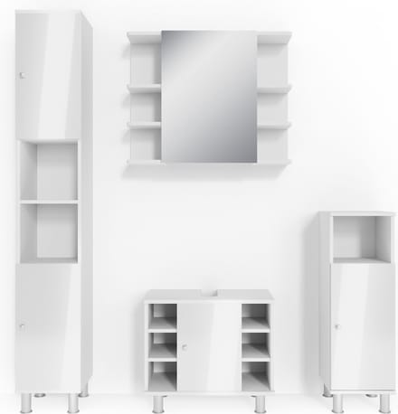 Vicco Badkamermeubel set Fynn, Wit Hoogglans, 4-delig