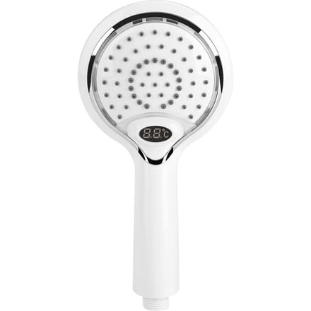 Pommeau de Douche de Bain Portatif avec Affichage Numérique de la Température et LED 3 Couleurs blanc