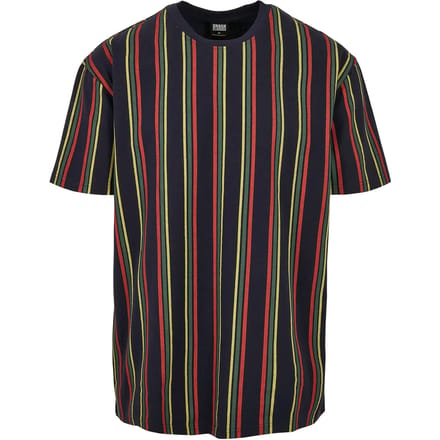 Urban Classics - Printed Oversized Retro Stripe Heren Tshirt - M - Multicolours