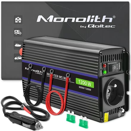 Qoltec Monolith 51925 stroomomvormer - 12 V DC naar 230 V AC - 600 W - USB