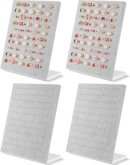 Ring Display Houder - Ring Organizer - Sieraden Presenteren - Fluwelen Afwerking - 200 Slots - Grijs