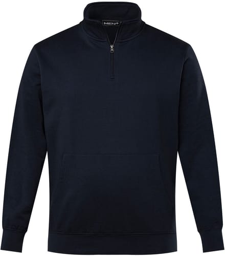 Men Plus - Heren - Sweat-troyer opstaande kraag rits - Navy blauw - Maat 52+