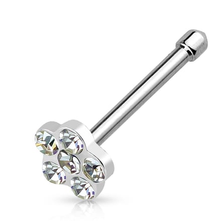 Neuspiercing rechte stud bloem 0.8x6x4 - wit - LMPiercings