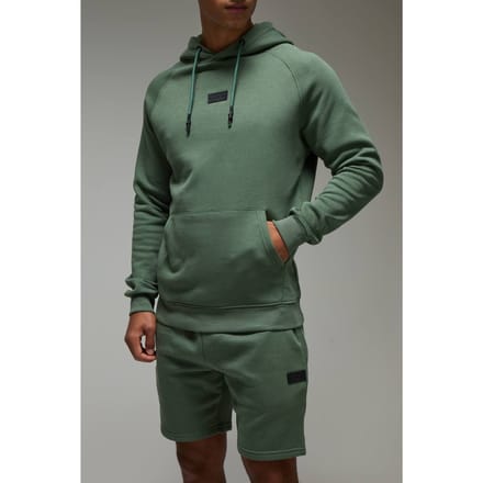 Regular Fit Man Active Hoodie & Short Tracksuit | Green | Size Medium