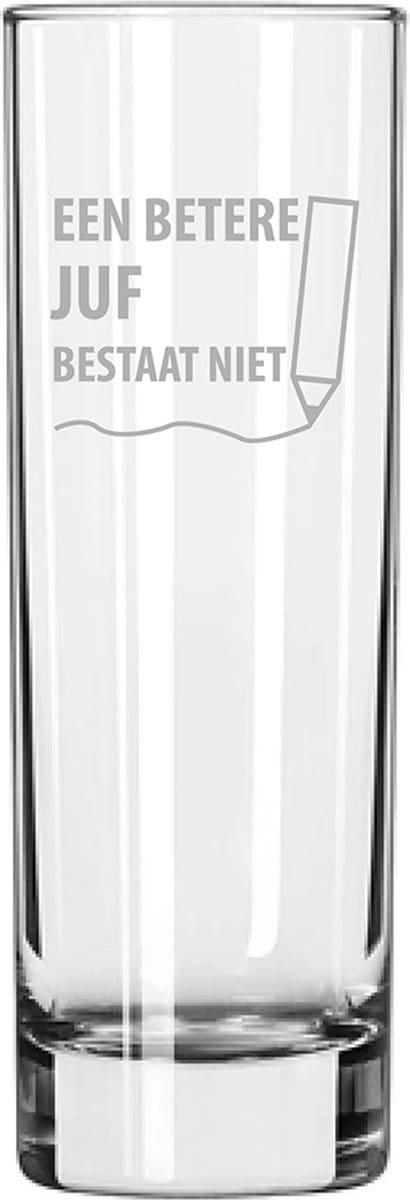 Gegraveerde longdrinkglas 22cl een betere juf bestaat niet