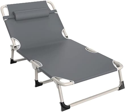 Campingbed met matras - Opvouwbaar bed - Buiten slapen - 4 verstelbare posities - 170 cm lengte - Grijs