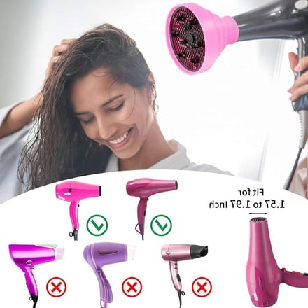 Haardiffuser Vouwbaar - Krul Diffusor - Volume Creëren - Hittebestendig Siliconen - 13.8 cm Diameter - Roze