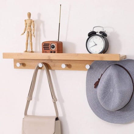 natuurbamboe houten wandhanger, 61 x 12 x 9,5 cm