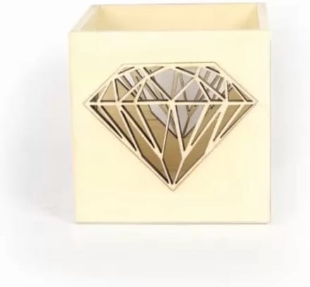Graine Creative houten theelichthouder diamant decoratie 10x10x10 cm.