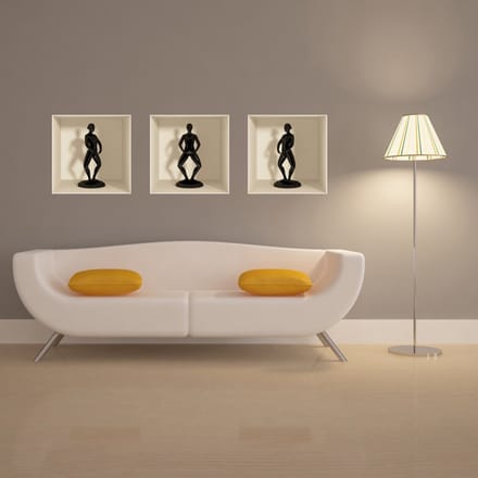 Sticker met 3D-effect van silhouetten van ballerina's uit Frozen, 30 x 90 cm