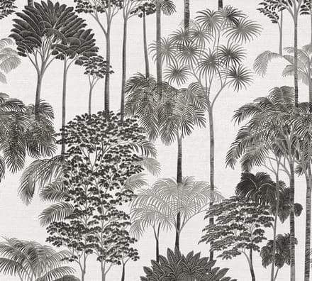 PALMBOMEN BEHANG | Botanisch - Grijs Zwart Wit - A.S. Création Cuba II