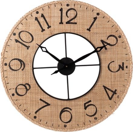 J-Line klok Sodi - hout - naturel/zwart - Ø 60 cm