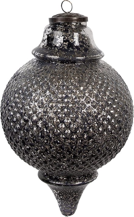 Clayre & Eef Kerstbal Overig Ø 16x27 cm Zwart Glas Kerstballen