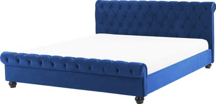 AVALLON - Tweepersoonsbed - Marineblauw - 180 x 200 cm - Fluweel