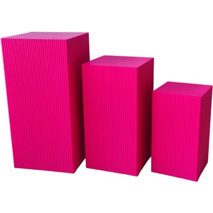 House Vitamin Set of 3 square pink mdf side tables / display pedestals – 50, 65 & 80 cm