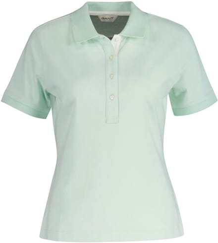 Gant Contrast Collar Korte Mouw Poloshirt Groen L Vrouw