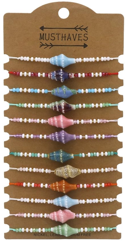Armbandenset - schelpen - 12 stuks