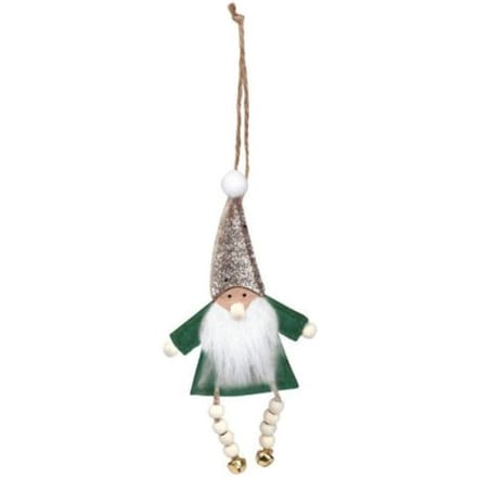 Kerst hanger kabouter met belletje hout assorti