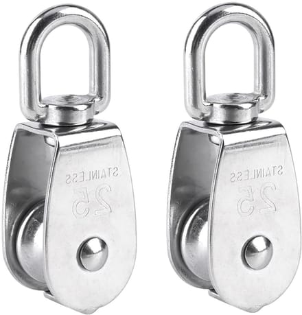 Verstelbare 25mm RVS Katrollen Set van 2, Capaciteit tot 150kg, Ideaal voor Lifting en Hijstoepassingen
