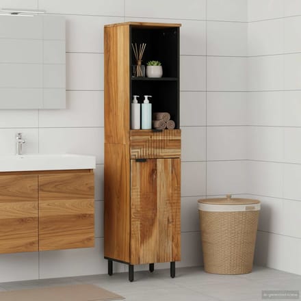 vidaXL - Badkamerkast - Solid - Acacia - Wood - 38 - x - 33 - x - 160 - cm