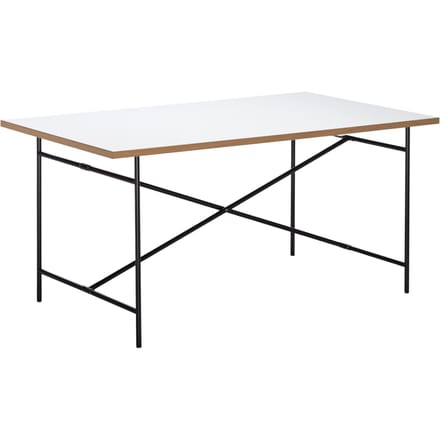 Richard Lampert Eiermann 2 Eettafel - melamine wit/eiken rand - zwart - 160 x 83 cm