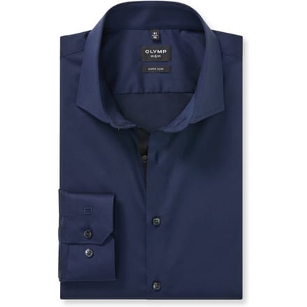 OLYMP No. Six Overhemd, Super Slim, Royal Kent, Marineblauw