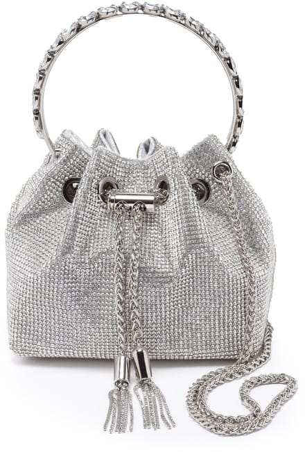 AVANT-GARDE PARIS Schouderclutch - Handtas - Zilver - Kristalgestikt - Compact - Elegante Sluiting