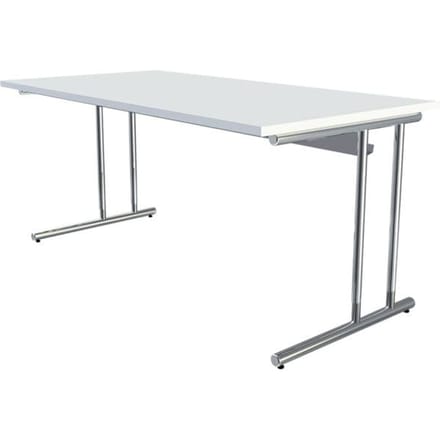 Bureautafel Toledo, in hoogte verstelbaar, rechthoek, C-poot-onderstel, breedte 1600 mm, wit