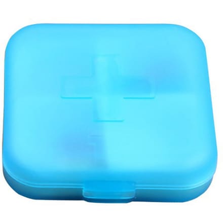 Reismedicijnorganizer van plastic, draagbaar, mini-dagmedicijndoosje, capsulescontainer met 4 blue