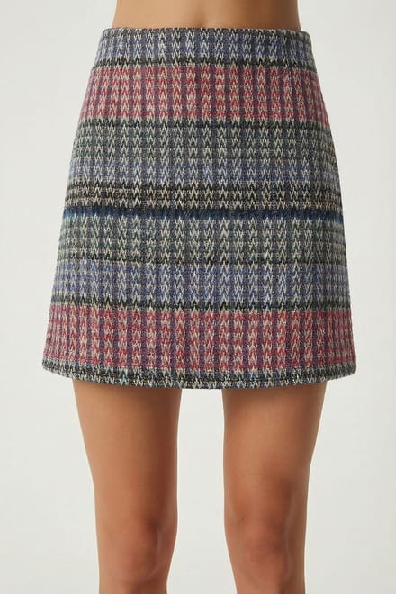 Hoge Taille Mini A-Lijn Ruitenrok