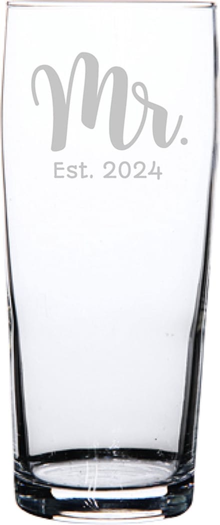 Gegraveerde bierfluitje 19cl Mr. Est. 2024