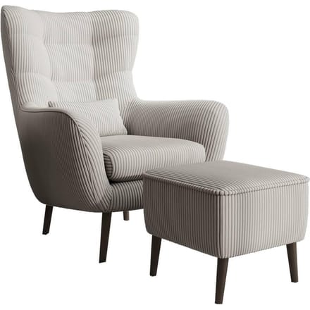 Fauteuil met hocker Verdiro ribstof | NADUVI Collection